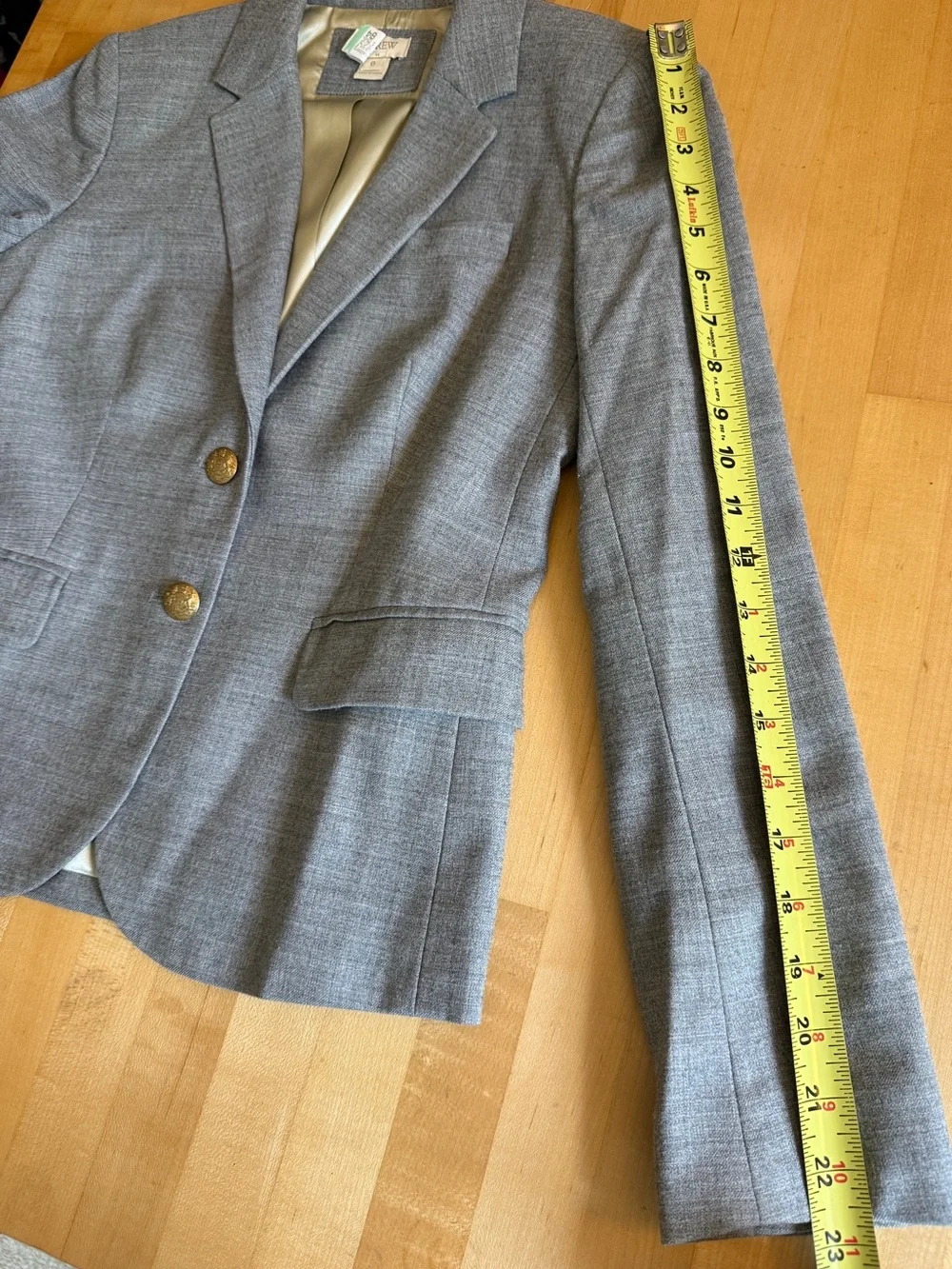 J. Crew Gray Wool Blend Schoolboy Fitted Blazer, Sz 0